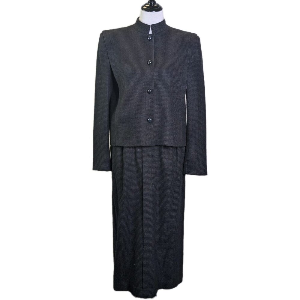 Vintage CARLISLE Textured  Wool Silk Skirt Suit Size 12
